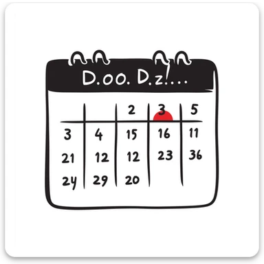 Hand-drawn calendar with important date circled in red sticker