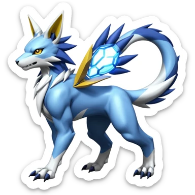 Alloy Futuristic Manufactured Medical WereGarurumon-Zeraora-Renamon-Absol-fusion-hybrid-creature (full body sticker