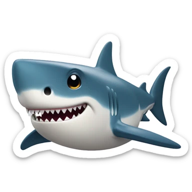 Shark with dorcal fin on top and huge smile with sharp teeth sticker