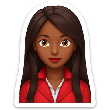 Rozonda Chilli Thomas with dark brown long hair, brown eyes, red outfit sticker