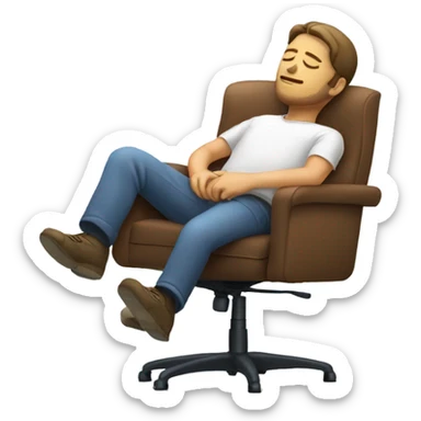 Guy sleeping in office chair with head back sticker