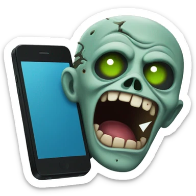 happy zombie watching a phone sticker