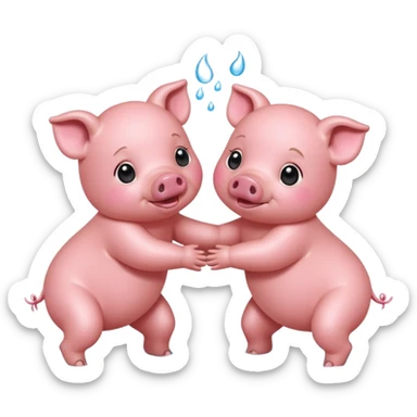 Pigs wrestling in baby oil sticker