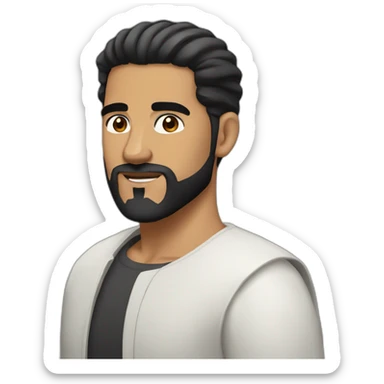 arab man with black hair, high fade on sides, beard, brown eyes sticker