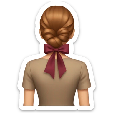 A burgundy bow in light brown hair from the back  sticker