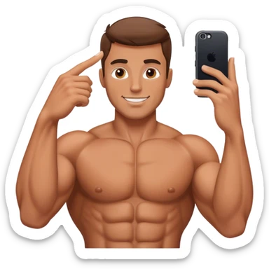 muscular male taking selfie sticker