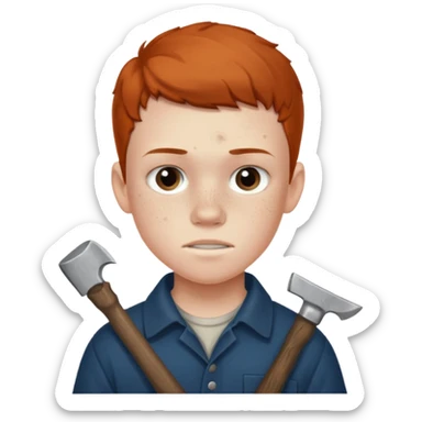 13 y/o Brian robeson at the beginning of Hatchet
determined, has hatchet sticker