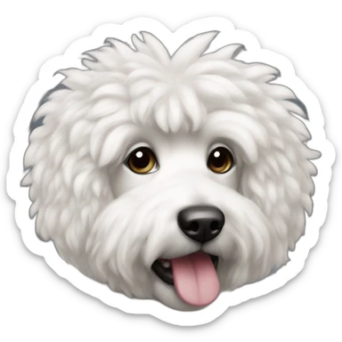 Caniche avec des poils blanc et noir qui tire la langue sticker
