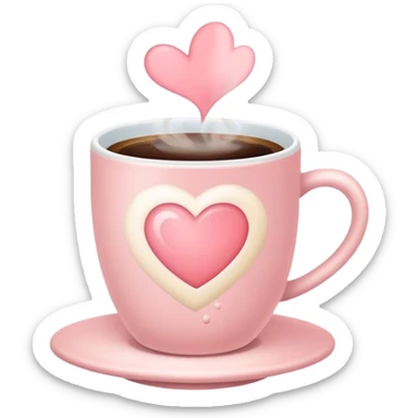 A cute coffee cup that emits warm steam, soft pastel colors, and a heart-shaped design - cozy and inviting! sticker