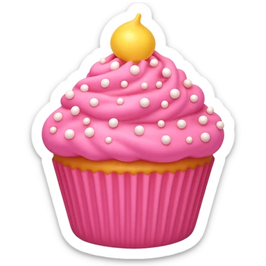 Change the sprinkles on the pink cupcake to white. Keep the background transparent. The style should match the original image's look and feel. sticker