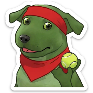 Dog with tennis ball sticker