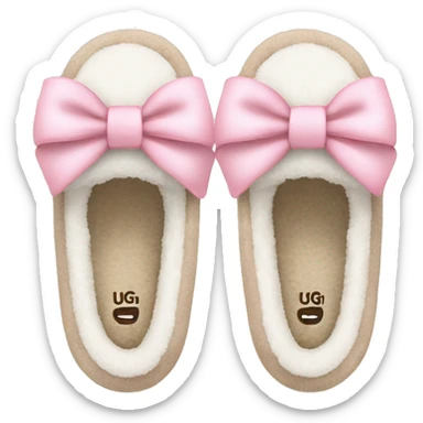 White Ugg slippers light pink bows  sticker