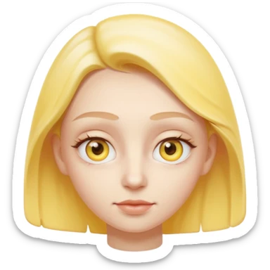 Create a high-quality iPhone-style emoji of a white person's face, with yellow eye cream clearly applied under both eyes, realistic shading and smooth gradient colors, cute rounded 3D cartoon style, subtle and natural facial expression, simple white background, high-resolution.
 sticker