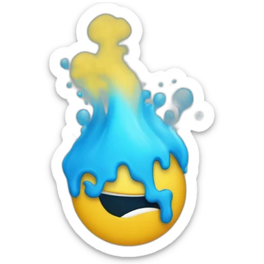 Emoji jaune qui souffle de la fumée bleu sticker