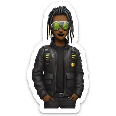 cyber punk with mansion  sticker