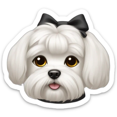 Maltese dog female with a hair bow and black eyes, sticker