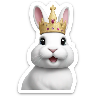 White rabbit with a glitter crown  sticker