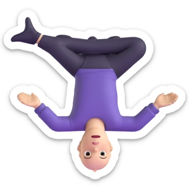 a white person with their body turned upside down on a black background sticker