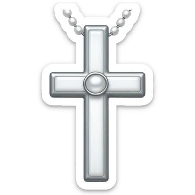 Elegant emoji icon of a white cross made of white beads, glossy surface, and white bead chain subtle shadows, pure white palette sticker