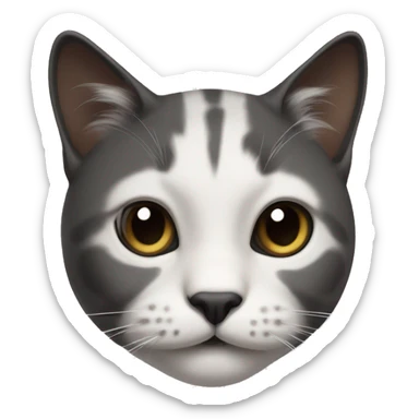 Cat with clear white face, with a black mustache-shaped spot under the nose and a little on nose. Big Dark patches on the forehead and around the ears  sticker