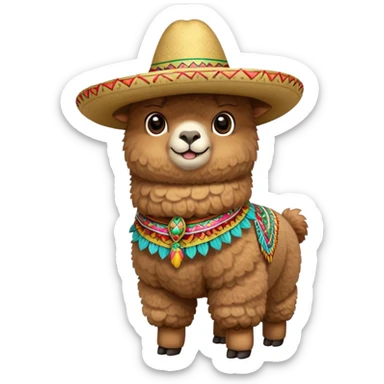 Alpaca with mexican hat sticker