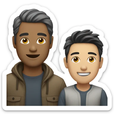 Asian and white man love sticker