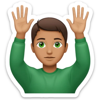green raised 2 hands sticker