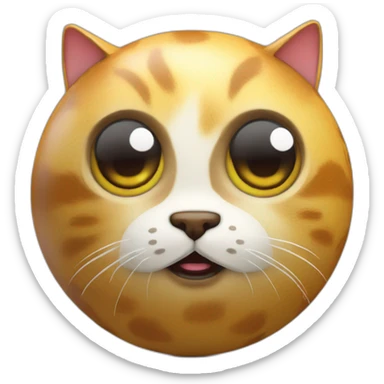 3d sphere with a cartoon Cat skin texture with big childish eyes sticker