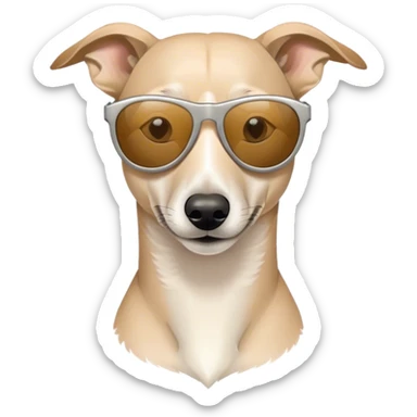 a beige whippet with sunglasses sticker