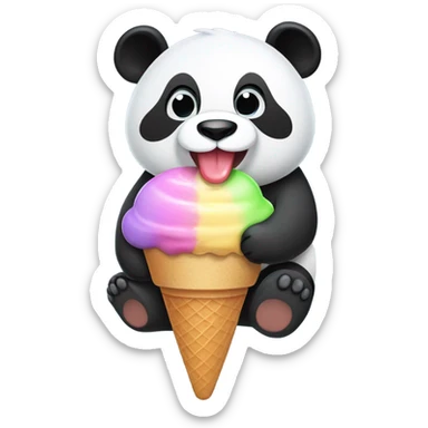 Panda eating ice cream sticker