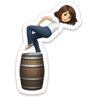 girl with brown hair doing a keg stand sticker