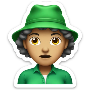 Angry mom with green hat sticker