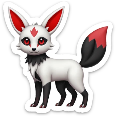 Elegant cute aesthetic cool edgy realistic White, black and red Umbreon-Zangoose-fusion (full body) sticker