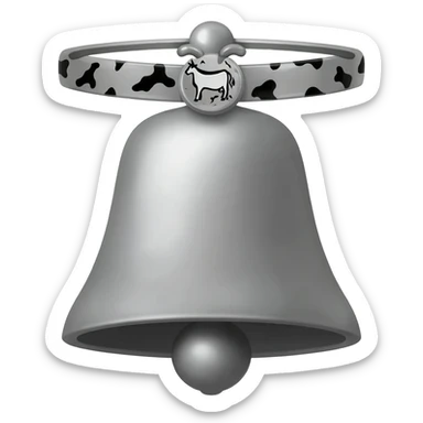 trapezoid-shaped bell with flat edges on a collar with cow pattern sticker