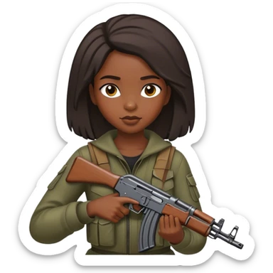 black girl holding an ak47 sticker