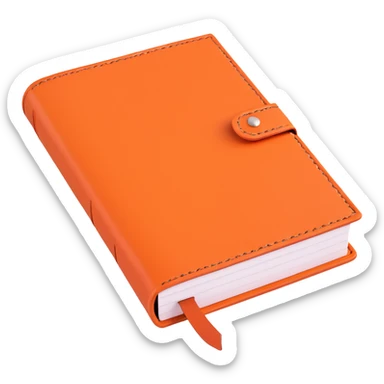 orange leather diary, 3D, inspired by Hermès, fine stitching, no text sticker