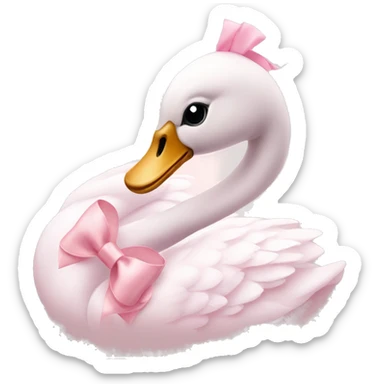 pastel pink swan with a light pink bow sticker