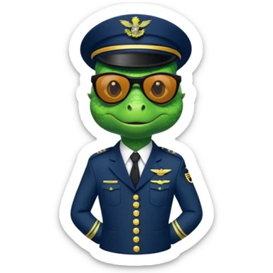 Lizard in navy uniform with  black sunglasses. sticker
