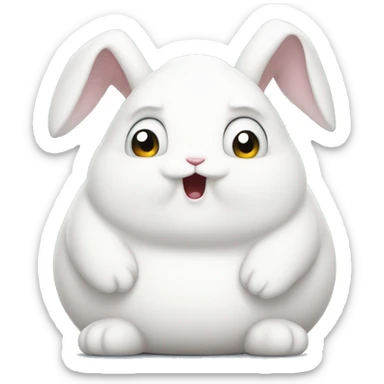 Angry chubby white bunny  sticker
