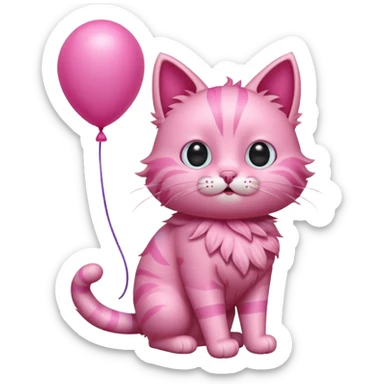 Make a pink cat with a balloon head sticker