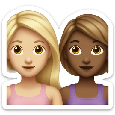 Two Girls together one with Brown Hair and one with blonde hair sticker