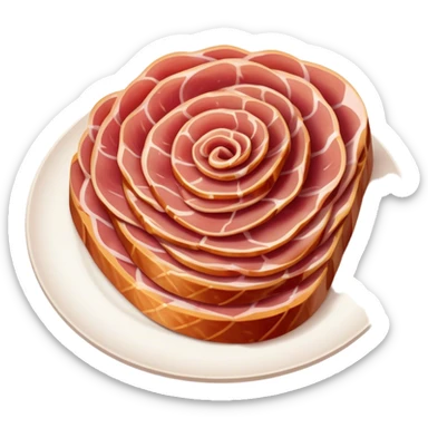 Cinematic Realistic Jam√≥n Serrano Dish Emoji, depicted as delicate, air-cured ham sliced thinly rendered with detailed textures and natural, inviting lighting. sticker