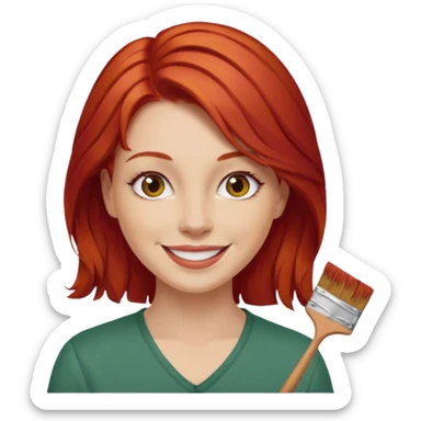 Painting Hold. Women painting smilling   Cheveux roux sticker