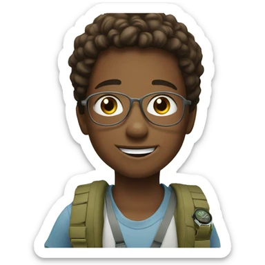 smiling boy outdoors with watch sticker