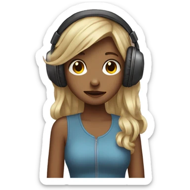 a girl wearing headphone listening to a song that make her cry sticker