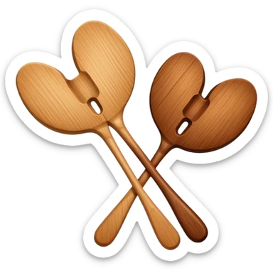 two wooden spoons hitting each other with their flat sides, creating a cross-like shape with their handles sticker