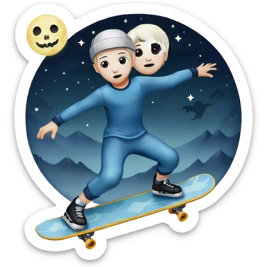  ghost skater boi  under a moon sticker