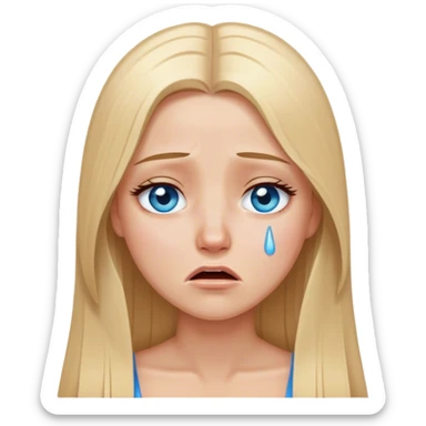 beautiful white girl with long straight blonde hair blue eyes crying  sticker