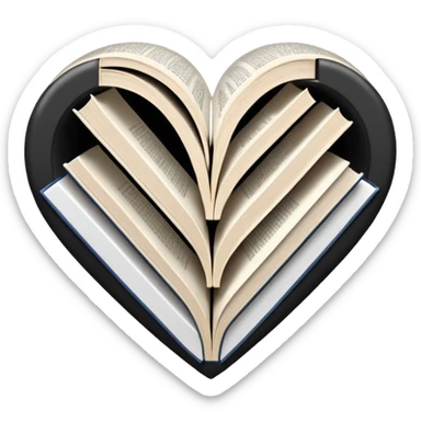  black and white heart + books sticker