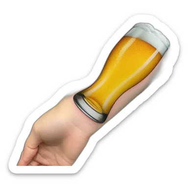 Brazo tatuado con una cerveza en mano sticker